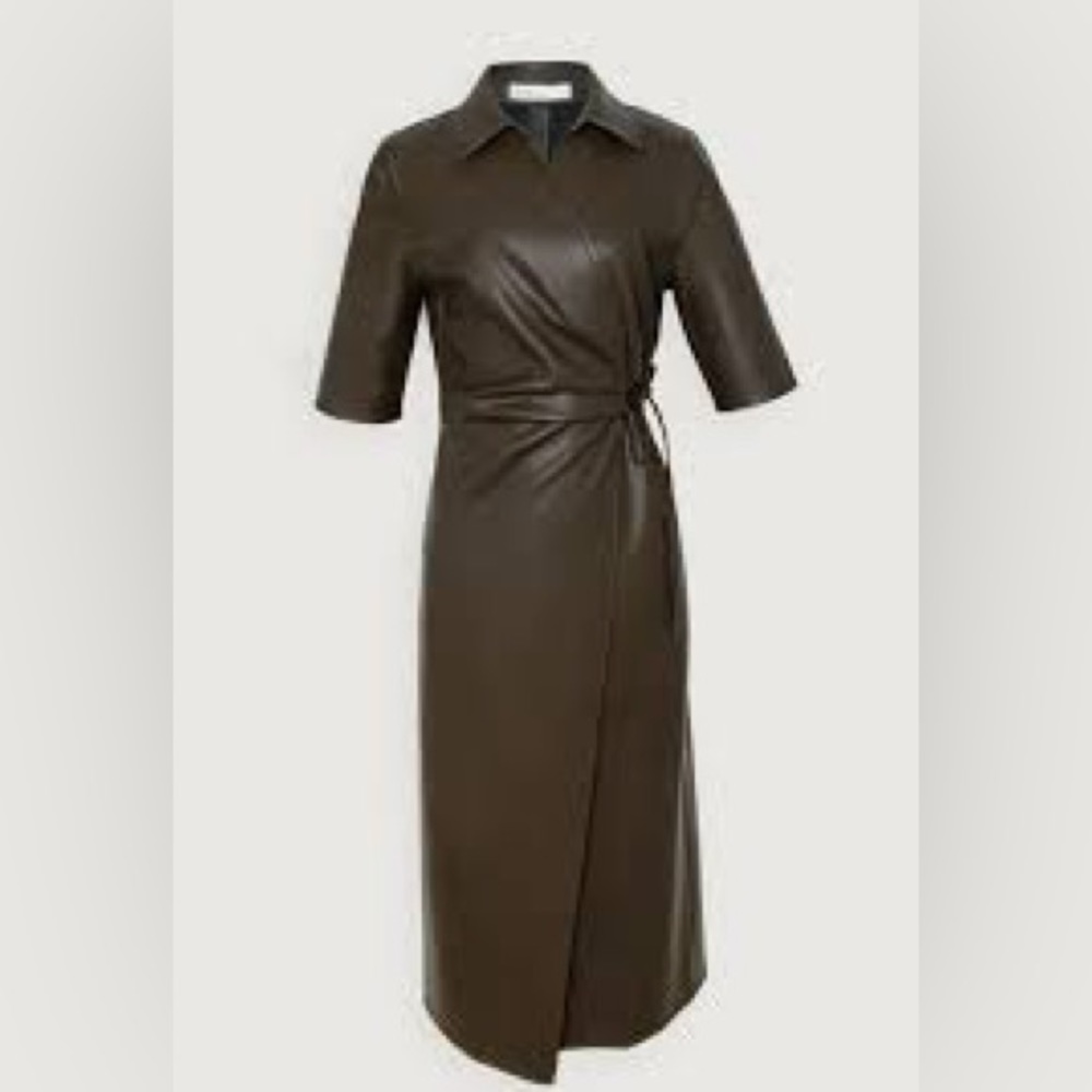 New Oak and Fort vegan leather wrap dress